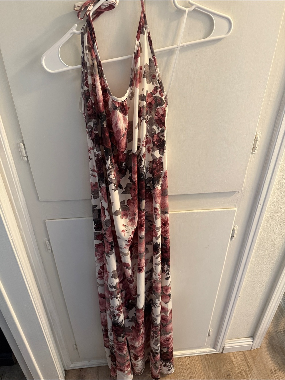 Windsor Floral Halter Maxi Dress in Cream and Rose